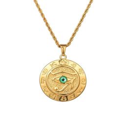 Fashion Men Designer Gold Silver Colour Eye of Horus Pendant Necklaces Hip Hop Jewellery 60cm Long Chain Punk Mens Necklace For Gifts9956467