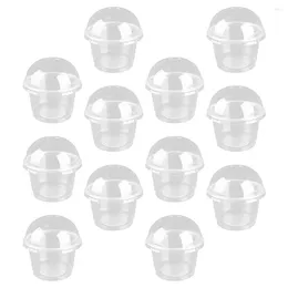 Disposable Cups Straws 20 Pcs Plastic Clear Boxes Dessert Salad 250ml Snack 9.5x9.5x6.4cm