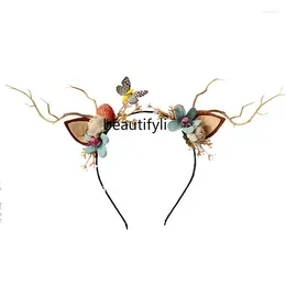 Decorative Figurines Yj Mori Style Antlers Branches Hair Band Flower Headband Elk Accessories Hairpin