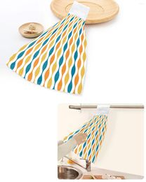 Towel Geometric Yellow Turquoise Mediaeval Print Hand Towels Home Kitchen Bathroom Hanging Dishcloths Loops Absorbent Custom Wipe