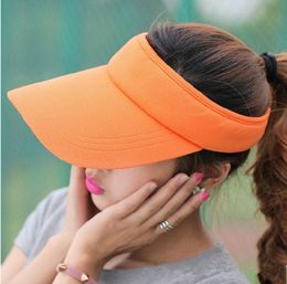 2017 Summer Unisex Visor Empty Top Sun Hat Solid Brim Elastic Band Caps Beach UV Protection Hats For Men And Women6087260