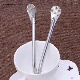 Drinking Straws F63A 1Pc 304 Stainless Steel Philtre Straw Plain Bombilla Curved Yerba Matte Metal