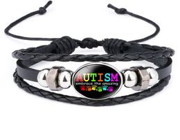 New Kids Autism Awareness Bracelets For Children Autism Boy Girl charm leather Wrap Wristband Bangle Fashion Inspirational Jewelry3673411