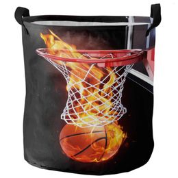 Laundry Bags Flame Basketball Ball Box Dirty Basket Foldable Waterproof Home Organiser Clothing Children Toy Storage