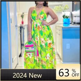 Ethnic Clothing African Dresses For Women Summer Sexy Africa Sleeveless Polyester Printing Red Green White Maxi Dress Dashiki