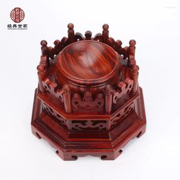 Decorative Plates Redwood Circle Crystal Ball Display Pedestal FengShui Geomancy Decoration Jewel Stone Collection Base Home Hollow Carving