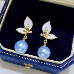 New Natural Freshwater Pearl Earrings Glacier Blue Match Akoyas Seawater True Many Heather Colours Vj81