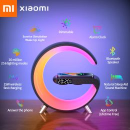 Trimmers Xiaomi Mijia Wireless Charger Alarm Clock Speakers Bluetooth Connection Ambient Light Timing Design Music Rhythm Smart Home MI