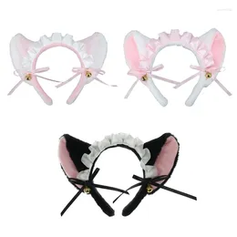 Party Supplies Girls Furry Ear Lace Headwear Ruffled Bow With Ribbon Headdress Maid Headpiece French Headband