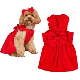 Dog Apparel Autumn Winter Dress For Small Dogs Christmas Clothes Pet Ruffle Edge Sweet Cat Princess Chihuahua Puppy Skirt