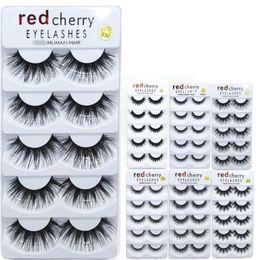 5 Pairs Red Cherry Mink eyelash Black Natural Thick False Fake Eyelashes Lashes 100 Cruelty Reusable Eye Extension Makeup To8742180