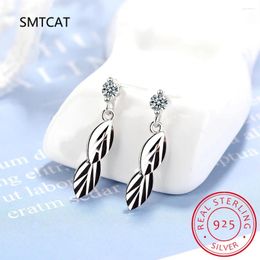 Stud Earrings Authentic 925 Sterling Silver Leaf Leaves Drop For Women Birthday Gift Fine Jewelry BSE812