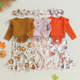 Clothing Sets Kids Outfit Soft Cotton Warm Crewneck Long Sleeve Round Neck Solid Color Little Girl Winter Clothes Baby