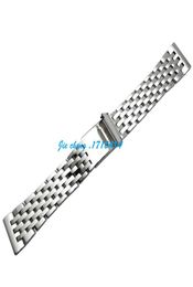 JAWODER Watchband 22mm Full Polished Stainless Steel Watch Band Strap Bracelet Accessories Silver Adapter for NAVITIMER MONTBRILLA2973837