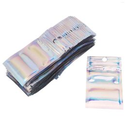 Storage Bags 200 Pcs Resealable Mylar Smell Proof Pouch 2.3X3.9 Inches Holographic Color Aluminum Foil For Food