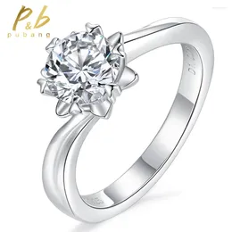 Cluster Rings PuBang Fine Jewellery Sparkling 925 Sterling Silver 8MM GRA Moissanite Diamond Wedding Engagement For Women Anniversary Gift