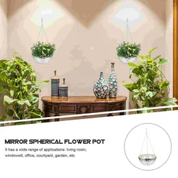 Bathroom Sink Faucets Hanging Planter Flower Disco Basket Pot Hanger Mirror Wall Pots Silver Holder Chain Window Macrame Round Planters Vase