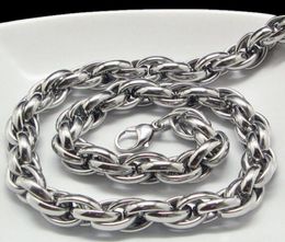 New Middle Eastern Style Silver Pure 316L Stainless steel Silver Oval Rope Chain Link Necklace in Men Jewellery 9mm 200393022808