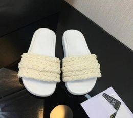 Women Mules Sandals Pearls Sliders Stuffies Top Quality Lambskin Black White Flat Slippers Ladies Beach Rubber Flip Flops With Box1548103