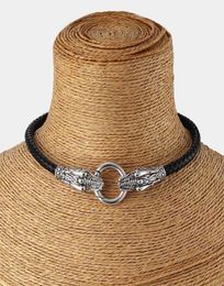 Genuine Leather Choker Necklace Dragon Collar Choker With Black Braided Leather 13quot17quot5858695