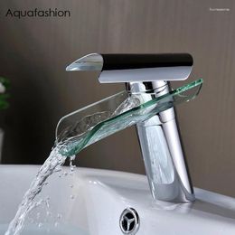 Bathroom Sink Faucets Polished Chrome Brass Taps And Cold Water Faucet Single Handle Waterfall Tap