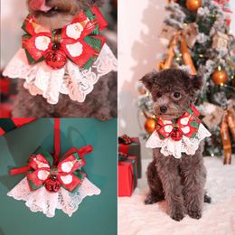 Dog Apparel Christmas MultiColor Printing With Bells Adjustable Cat And Bow Tie Pet Holiday Party Decoration Accessories