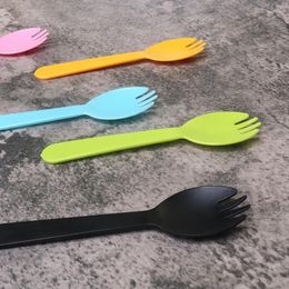 Disposable Flatware 50pcs Plastic Spoons Forks For Cake Ice Cream Salad Fruit Dessert Soup Tea Coffee Party Baking Shop Supplies