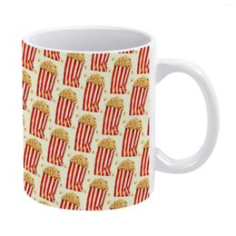 Mugs Popcorn Pattern White Mug Ceramic Tea Cup Birthday Gift Milk Cups And Movies Theatre Food
