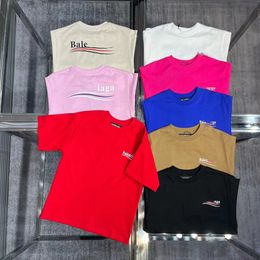 Çocuk Tişört Çocuk Tasarımcı T-Shirt Bebek Giysileri Kız Kızlar Kısa Kollu Yaz Mektubu Baskı Üstleri% 100 Pamuk Dalga Çizgili UNISEX Rahat Rahat Sporları