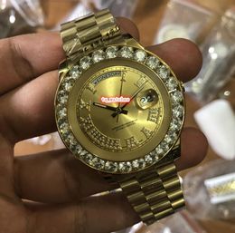 Boutique Men039s Business Watch Gold Stainless Steel Case Watch Diamond Bezel Wristwatch Gold Surface Automatic Mechanical Watc8884529