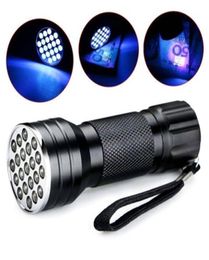 Mini Torch Portable UV Ultra Violet Purple 21 LED Flashlight Blacklight High Brightes Torches Lamp Light 395nm9192121