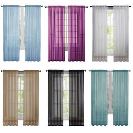 Curtain Solid Color Tulle Curtains For Living Room Wedding Decoration European And American Style White Window Door