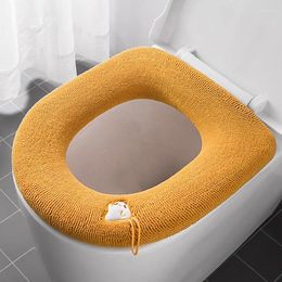 Toilet Seat Covers Thicken Cover With Handle Winter Warm Soft Closestool Case Washable Lid Pads Warmer Bathroom Accessories