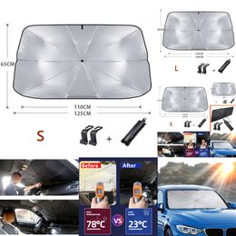 2024 2024 Car Sunshade Car Sunshade Retractable Sunscreen Heat Insulation Front Windshield Parasol Car Window Sunshade Car