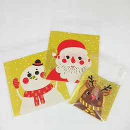 Gift Wrap Merry Christmas Biscuits Candy Bag Santa Claus Self-adhesive Plastic Bags For Year Xmas Cookie Packaging