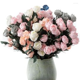 Decorative Flowers Romantic Artificial PE Rose Long Branch Bouquet Wedding Home Wreath Decor Fake Valentine's Day Gifts