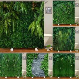 Shower Curtains Variety Of Various Green Plant Grass Lawn Leaf 3D Printing Curtain Polyester Waterproof Home Decoration With Hook