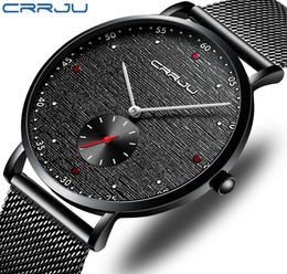 Relogio Masculino CRRJU New Men Watch Luxury Business Waterproof Slim Mesh Quartz Wristwatch Fashion Military Sport Male Clock7653187