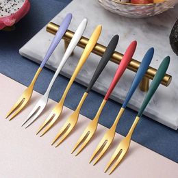 Forks 7pcs Dessert Fork Set Stainless Steel Fruit Ice Cream Cake Tea For Home Party Mirror Tableware Cafeteria Flatware