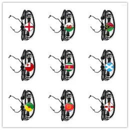 Charm Bracelets Ireland Wales Vanuatu Tonga Suriname Scotland French Guiana Eritrea Northern National Flag Leather Bracelet Gift