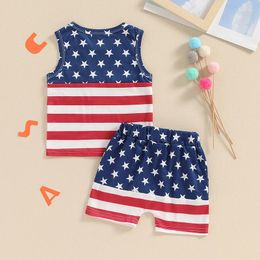 Clothing Sets Toddler Baby Boy 4th Of July Outfit Sleeveless Tank Top T-Shirt Star Stripe Shorts Independence Day 6M-4T