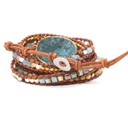 Ocean Stone Woven Beaded Bracelet Luxury Design Gem Bracelet Women039s Handmade Bohemian Elegant Lucky Bracelet F12145256273