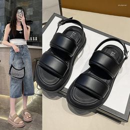 Dress Shoes 2024 Sandals Flat Summer Woman Suit Female Beige Soft Espadrilles Platform Clogs With Heel Med Without Fashion Black S