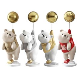 Nordic European Style Resin Polar Bear Figurine Tabletop Sculpture Craft Decoration Ornament for Living Room Shelf Office 240409