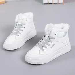 Casual Shoes Thickened Women's Little White Winter Plush Thick Sole Anti Slip Student Board High Top Warm Zapatos Para Mujeres