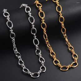 Chains 1 Piece Women Mens Stainless Steel Handmade Oval Chain Necklace Bracelet High Quality Big Punk Heavy Jewellery