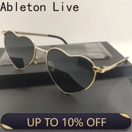 Sunglasses Heart Metal Small Oval Gold For Classic Women Aesthetic Brand Designer Trending Product Summer Sun Glasses UV400