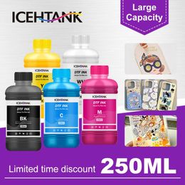 Ink Refill Kits ICEHTANK 250ML DTF For Direct Transfer Film PET All Desktop & Large Format Printer BK C M Y WH Colour Availble