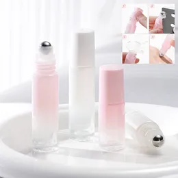 Storage Bottles 3PCS 10ml Pink Colour Thick Glass Roll On Essential Oil Empty Perfume Bottle Roller Ball For Travel