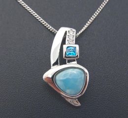 2021 Dominican Natural Larimar Pendant locket Solid 925 Sterling Silver Jewellery Gemstones Charm Pendants Fashion Lovely Gift for h9851695